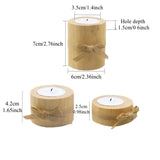 Houten Theelichthouder met Jute Touw – Rustieke Decoratie voor Huis en Tuin