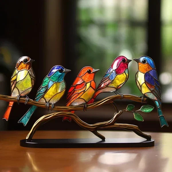 Handgemaakt | Glas Vogel Beeld | Uniek Design | Levendige Kleuren | Acryl Materiaal | Exclusieve Decoratie | Perfect Cadeau | Tijdloze Elegantie Voor Ieder Interieur