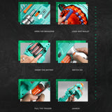 Automatische Schuimblaster – Turquoise Pistol met 40 Schuimballetjes voor Spelplezier