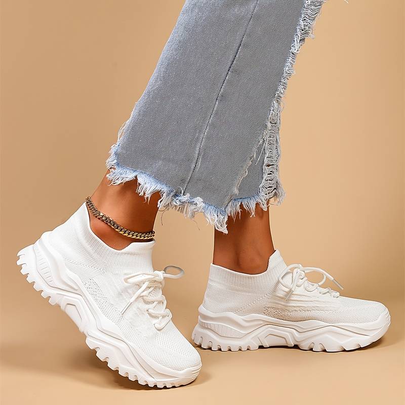 Femke | Trendy Orthopedische Sneaker | Comfortabele Dames Sneakers Geheugenschuim Zool | Voetboogondersteuning & Schokabsorptie | Ideaal voor Wandelen & Dagelijks Gebruik | Superieure Grip | Maten 36-42 | Wit Zwart Beige Roze