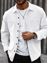Heren Corduroy Overhemd Jas | Casual & Trendy | Knoopsluiting & Borstzakken