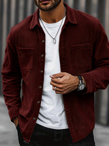 Heren Corduroy Overhemd Jas | Casual & Trendy | Knoopsluiting & Borstzakken