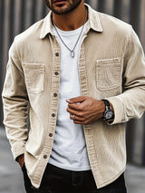 Heren Corduroy Overhemd Jas | Casual & Trendy | Knoopsluiting & Borstzakken