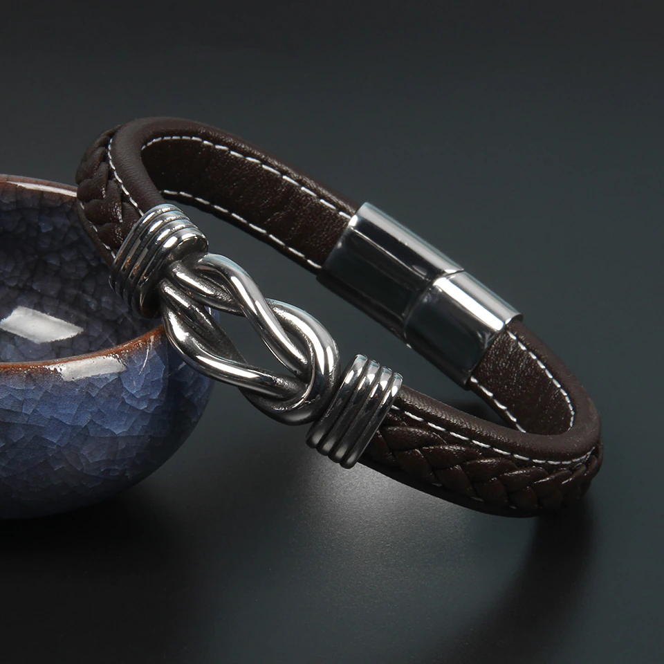 Infinity-Armband | Leer-Knoop-Armband