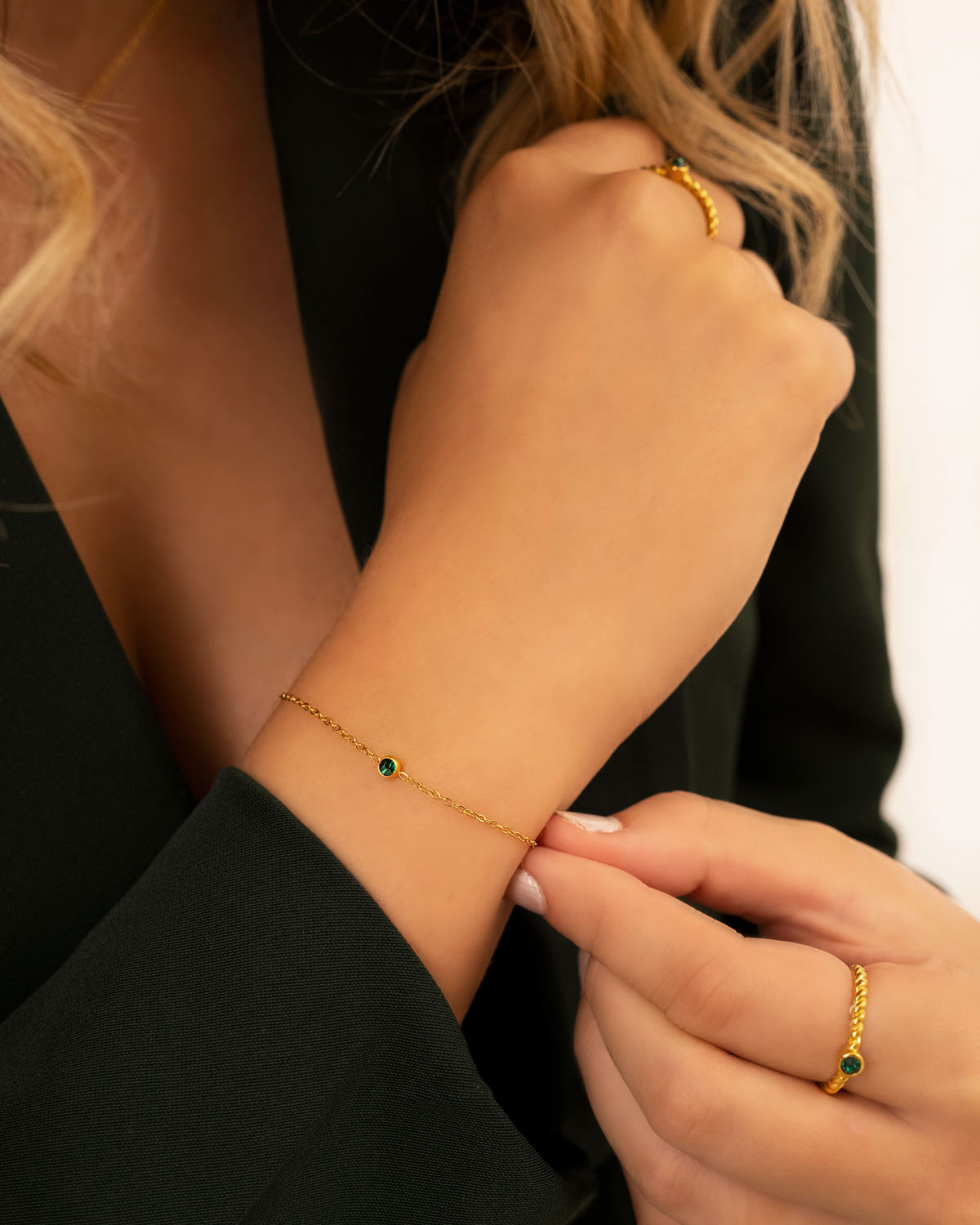 Ronde Edelsteen-Geboortesteen-Armband