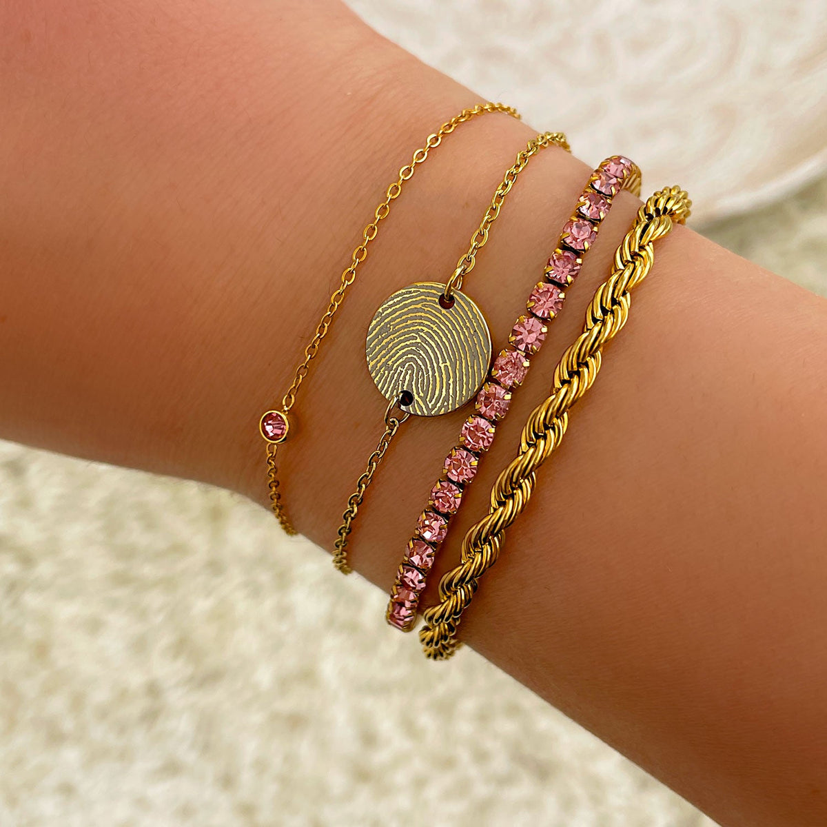 Ronde Edelsteen-Geboortesteen-Armband