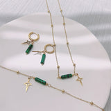 Natuurlijke Malachiet Ster-Hanger Oorbellen, Ketting en Armband – Maria