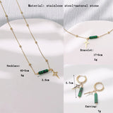 Natuurlijke Malachiet Ster-Hanger Oorbellen, Ketting en Armband – Maria