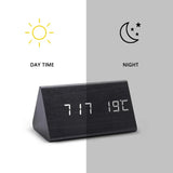 Wekker - Houtlook LED Display - Spraakbesturing & Temperatuur
