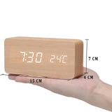 Wekker - Houtlook LED Display - Spraakbesturing & Temperatuur
