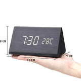 Wekker - Houtlook LED Display - Spraakbesturing & Temperatuur