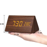 Wekker - Houtlook LED Display - Spraakbesturing & Temperatuur
