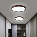 Ultradunne Circulaire Plafondlamp – Strakke Walnoot-effect LED voor een Modern Huis