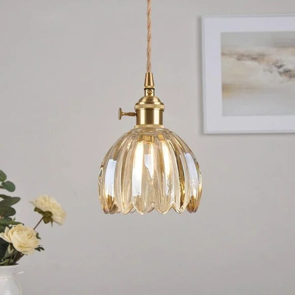 Japanse Retro Glazen Bloem Hanglamp | Elegante Bloemvormige Hanglamp Glas | Warme Sfeerverlichting | Hoogwaardige Materialen | Moderne en Retro Stijlcombinatie | Interieur Design Eyecatcher | Eenvoudige Installatie