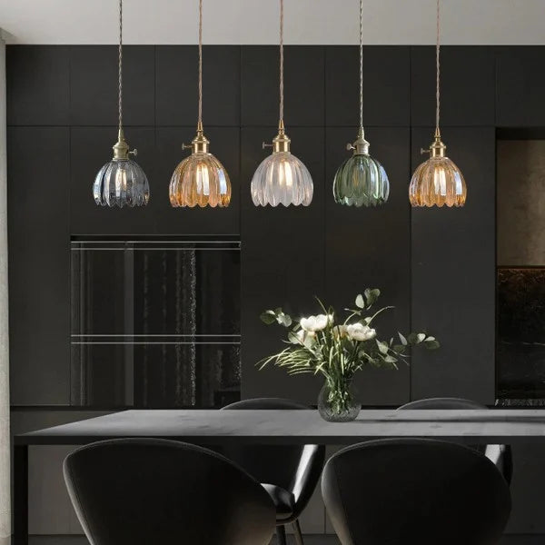 Japanse Retro Glazen Bloem Hanglamp | Elegante Bloemvormige Hanglamp Glas | Warme Sfeerverlichting | Hoogwaardige Materialen | Moderne en Retro Stijlcombinatie | Interieur Design Eyecatcher | Eenvoudige Installatie