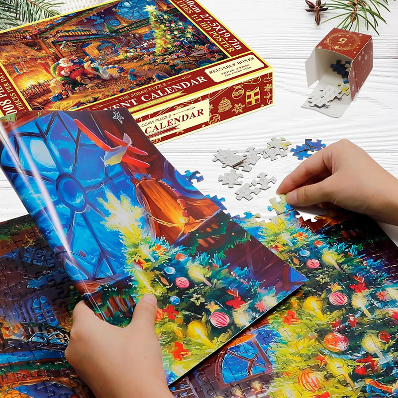 Kerstpuzzel Adventskalender - 24 Dagen Aftellen