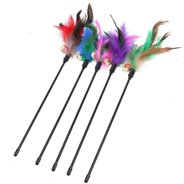 Katten speelgoed met veren (5 stuks) – FeatherChase