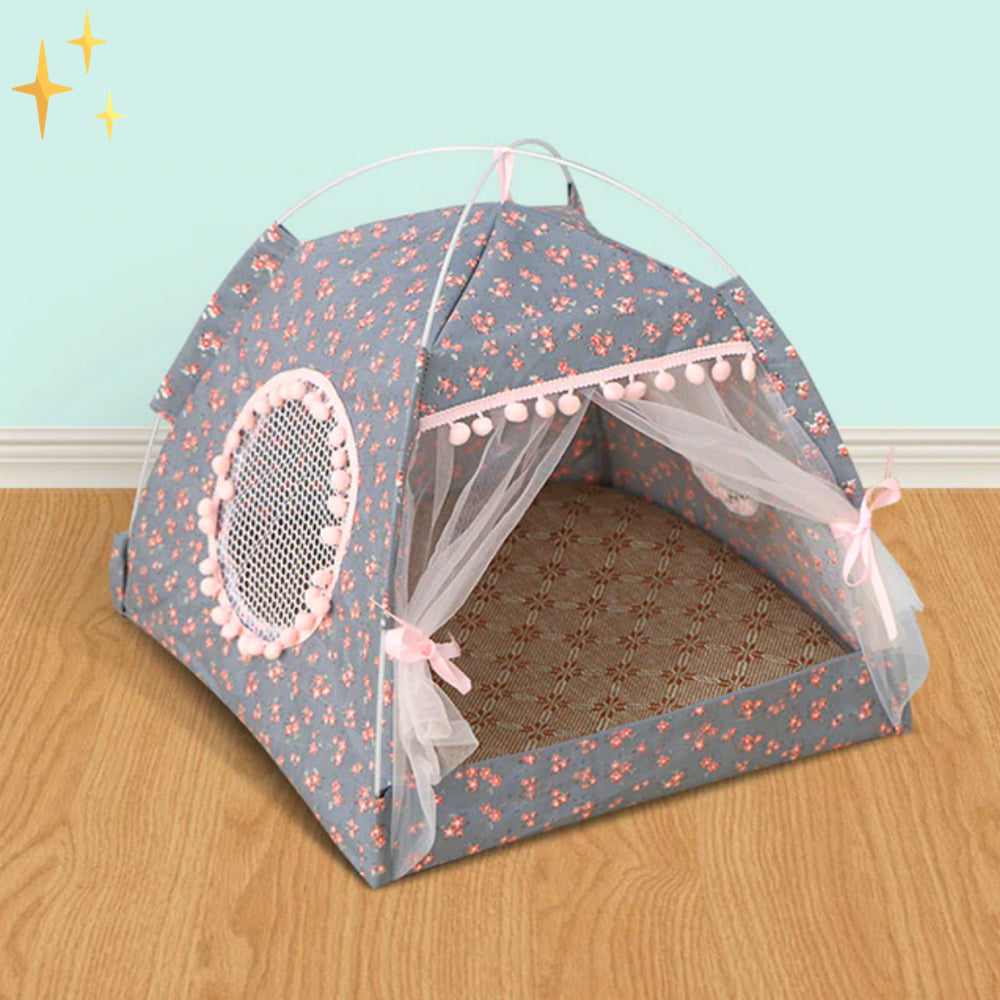 Schattige huisdier tent met gordijnen - PetTent