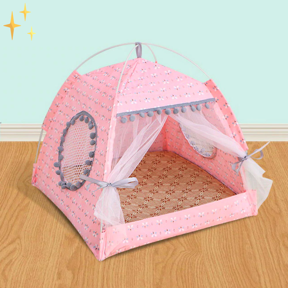 Schattige huisdier tent met gordijnen - PetTent