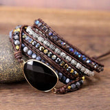 Krachtige Onyx-Wikkelarmband – Isadora