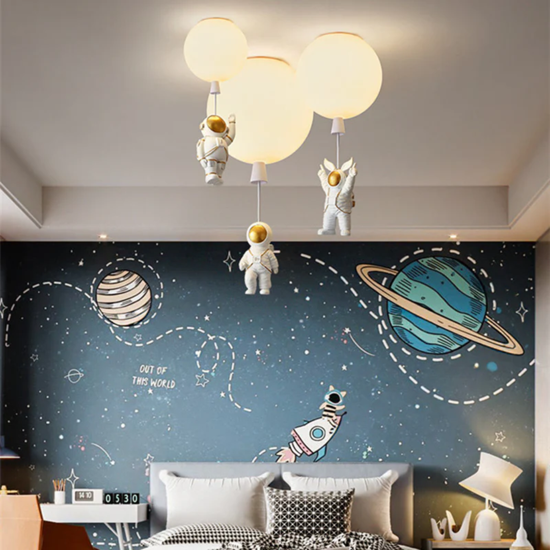 Trendy Maan/Astronaut Kinderkamer LED Plafondlamp - CosmoGlow