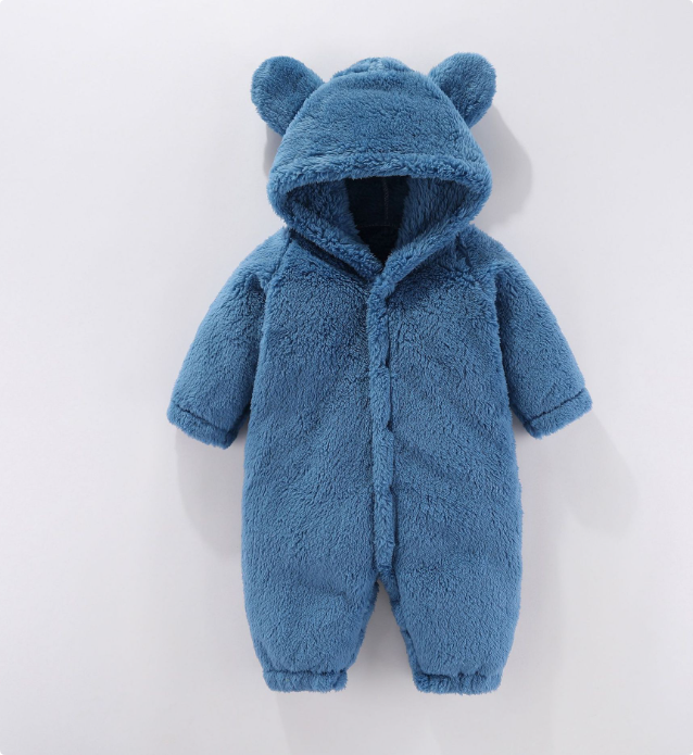 Knusse Baby Fleece Romper met Capuchon