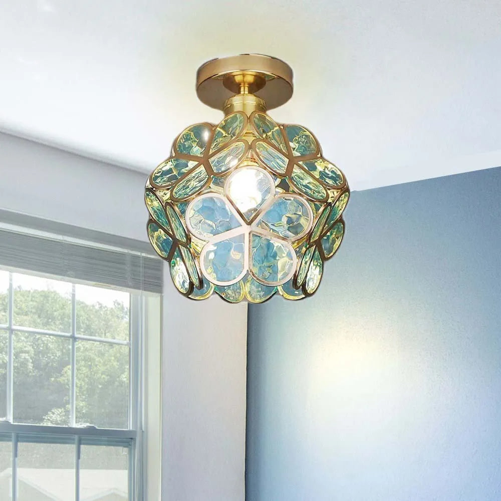 Artistieke Glas-Plafondlamp met Bloemenpatroon - FlowerHall
