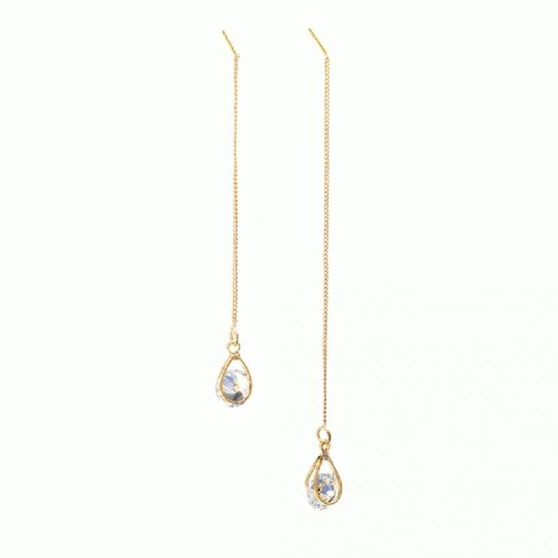 Lange Druppel-Strass-Oorbellen – Isalyn