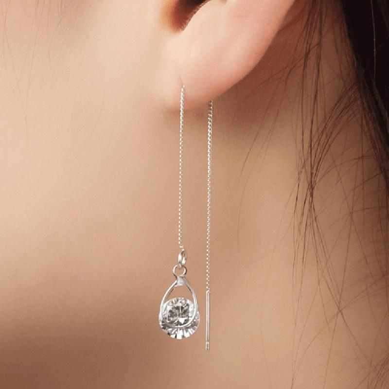 Lange Druppel-Strass-Oorbellen – Isalyn