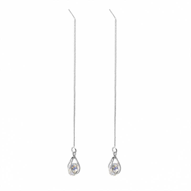 Lange Druppel-Strass-Oorbellen – Isalyn