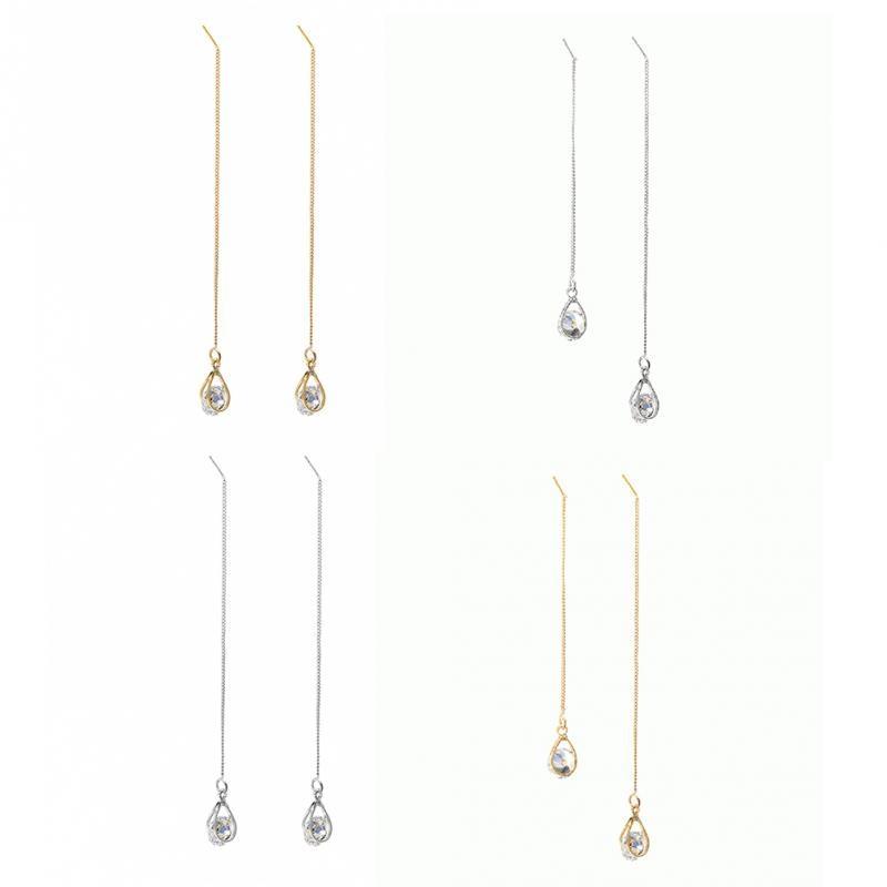Lange Druppel-Strass-Oorbellen – Isalyn