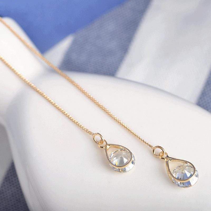 Lange Druppel-Strass-Oorbellen – Isalyn
