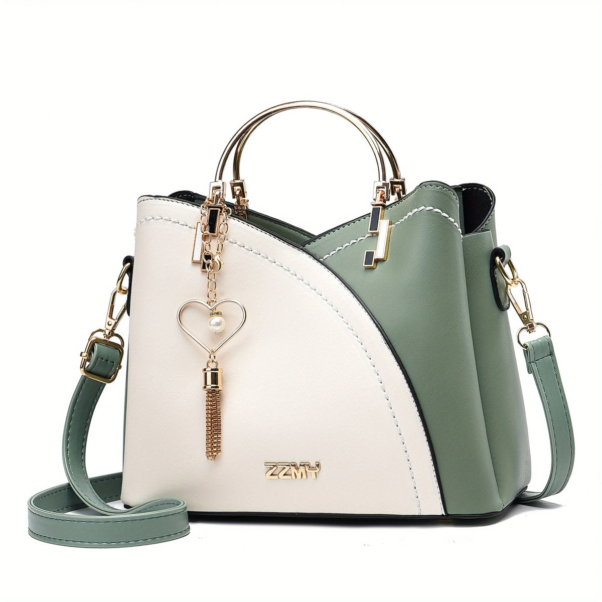 Luxe Leren Handtas – Stijlvol | Kleurblokontwerp