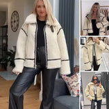 Luxe Korte Lamswollen Jas | Elegante Beige Herfstjas