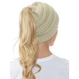 Vrouwen's Zachte Brei Ponytail Beanie – Casual Wintermuts