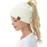 Vrouwen's Zachte Brei Ponytail Beanie – Casual Wintermuts