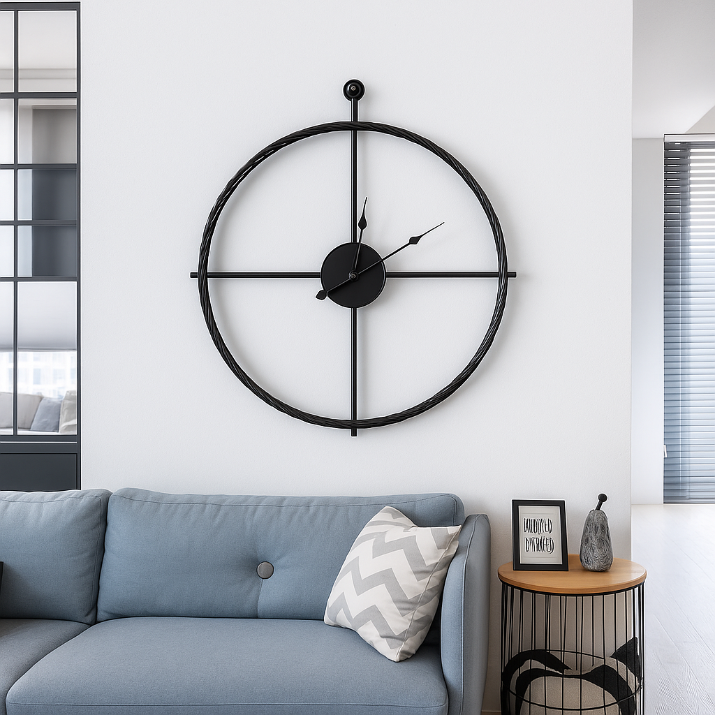 Vermilion Wandklok | Stille Stijl | Zwart/Grijs Design – 55/60 cm