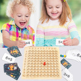 Leer spel Houten bord voor vermenigvuldiging 1–10 met kaarten & dobbelstenen