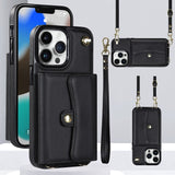 Lederen schoudertas met draagtas en lanyard voor de iPhone