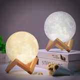Magische Maanlamp - met Draadloze Touch Control en Houten Stand