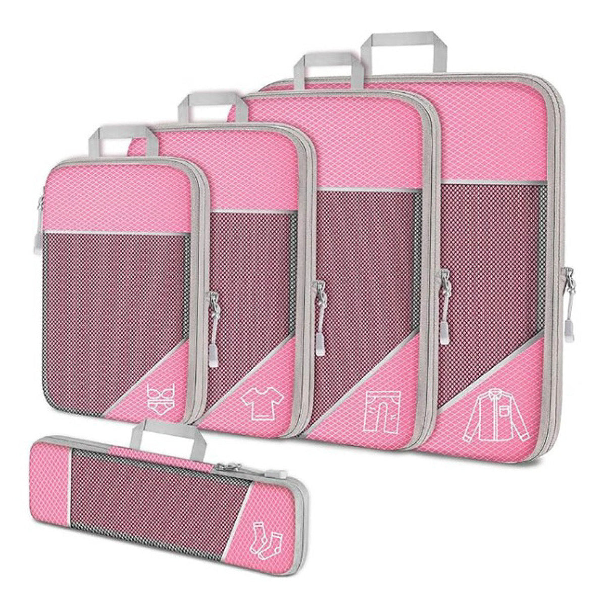 Compressie Reisorganisers | Slimme Inpakoplossing | Ruimtebesparende Bagage Cubes | Perfect Voor Vakanties & Zakenreizen | 5-delige Set | Lichtgewicht & Duurzaam | Maximale Ruimtebesparing | Avontuurlijke Reiskompanen