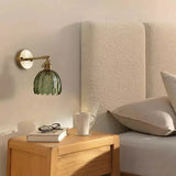 Retro wandlamp in de vorm van een tulp – wandlamp met glazen kap en gouden afwerking