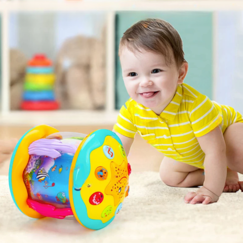 Lichtspel-drum voor baby's – Muziek & projectie voor sensorisch leren