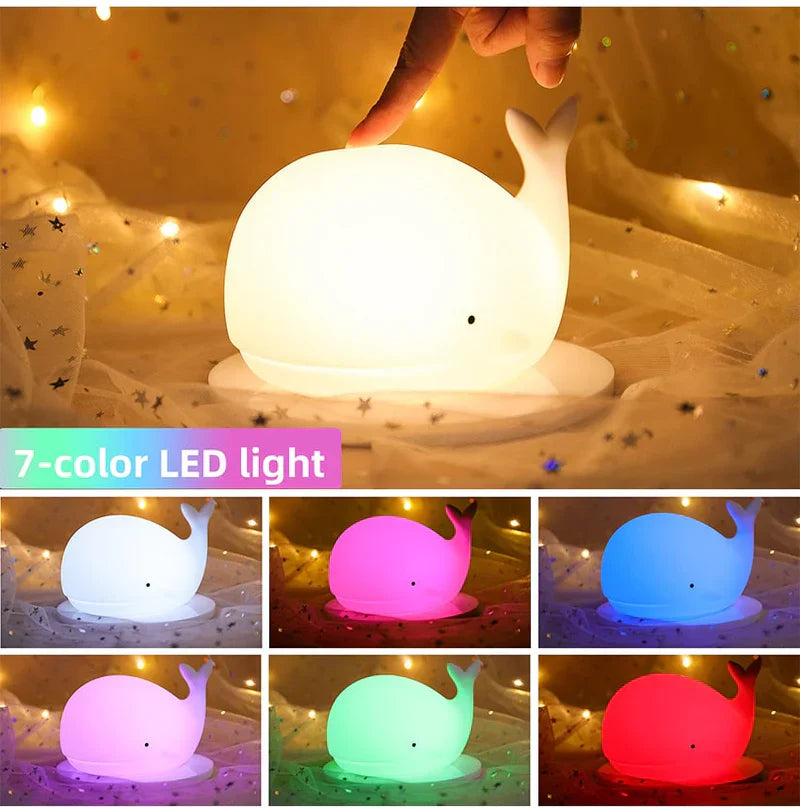 Schattige Wal Nachtlampje met Kleurverandering - GlowWhale