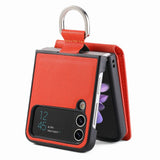 Samsung Z Flip 4 / Flip 3 Hoes | Lederen Portemonnee Kaarthouder Ringhouder Stand