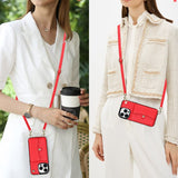 Lederen schoudertas met draagtas en lanyard voor de iPhone