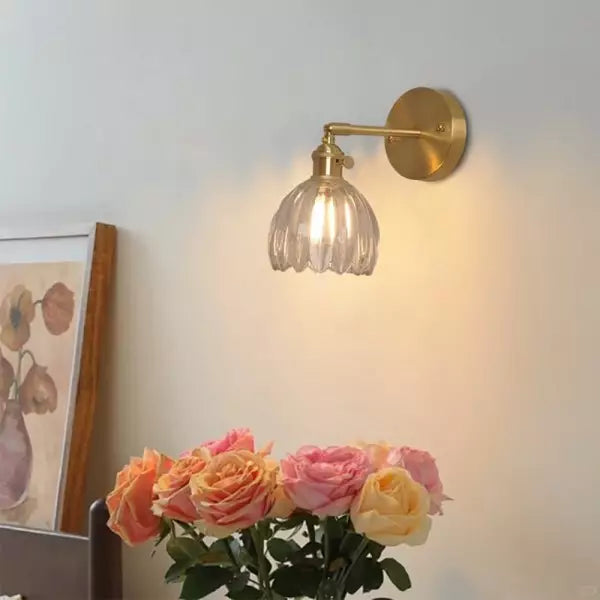 Retro Tulp Glas Wandlamp – Vintage Bloemige Elegantie voor een Warme Gloed