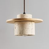 Hanglamp – Travertin & Hout | Retro Stijl | LED Geschikt