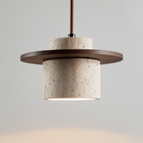 Hanglamp – Travertin & Hout | Retro Stijl | LED Geschikt