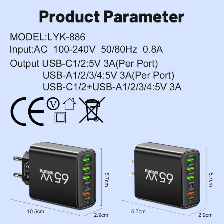 ChargePro Multi USB Oplader – Snel en Veilig voor Thuis en Onderweg